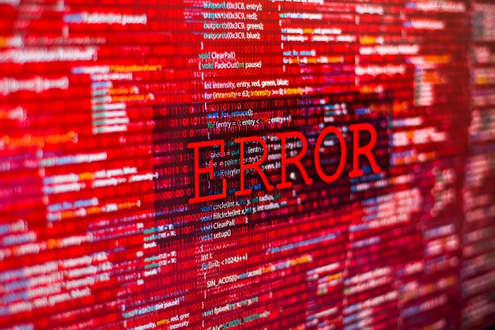 software problems Error displaying on a red screen.