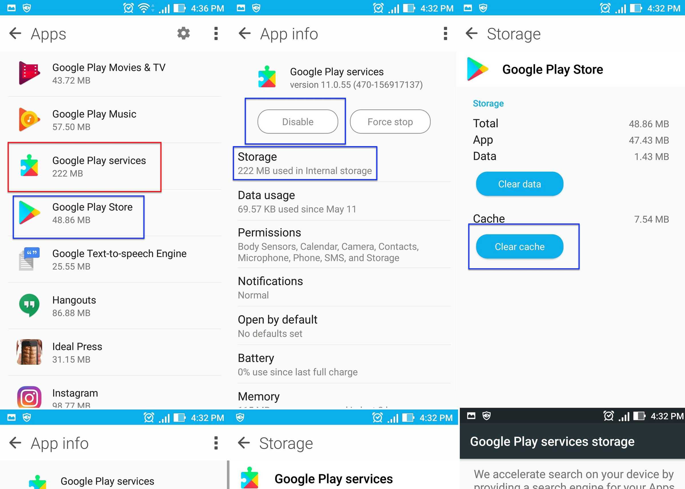 Clear Google Play Store cache
