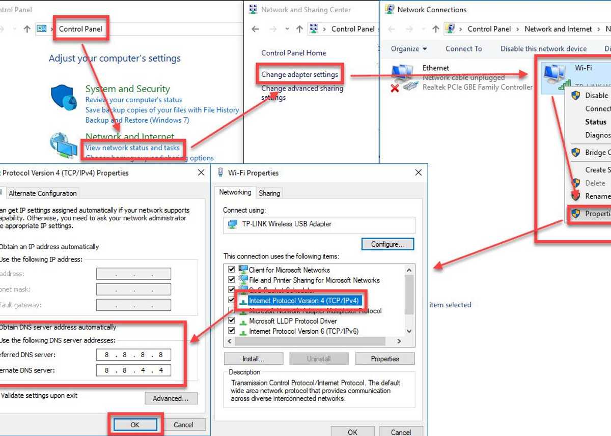 Change DNS IPv4 settings