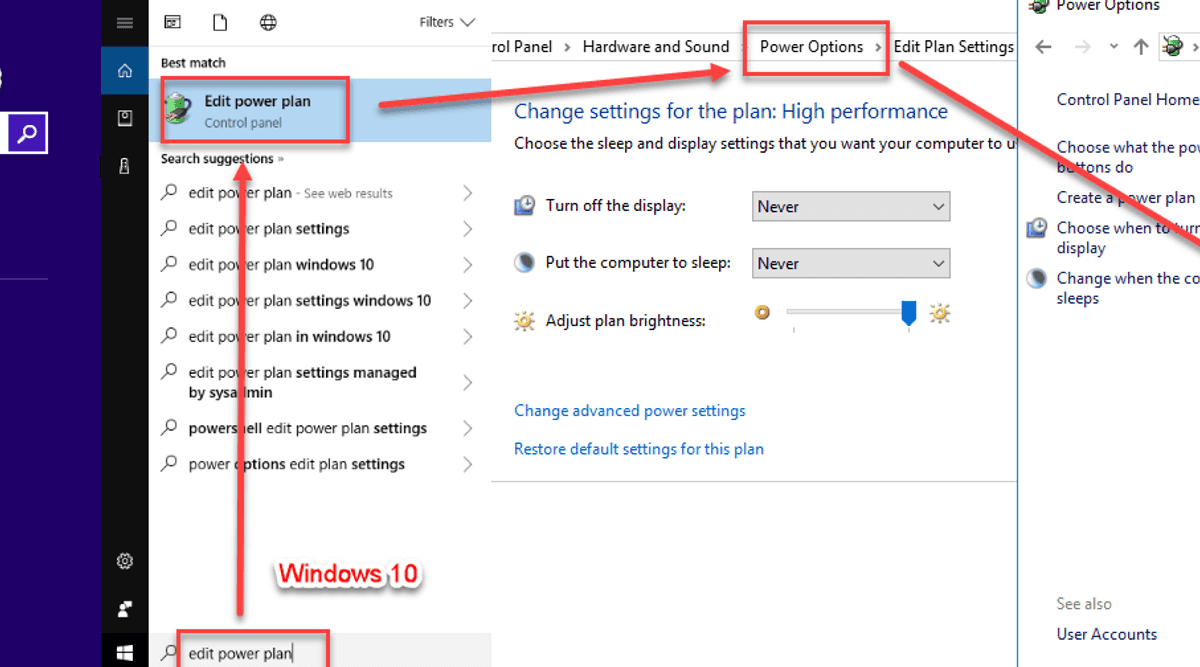 Change Power Option Settings