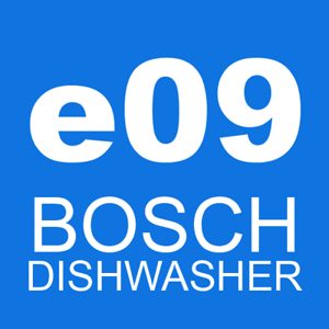 The Bosch dishwasher E09 error code indicates that the dishwasher has been unable to drain properly