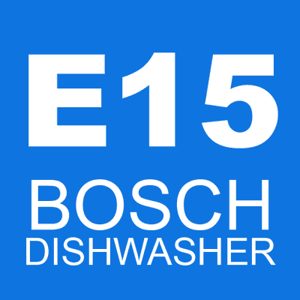 The Bosch dishwasher error code E15 indicates a water leak