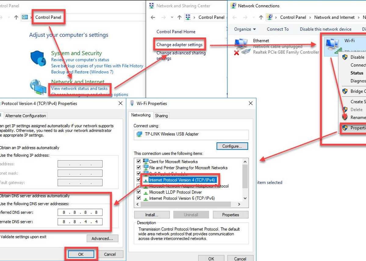 Change DNS IPv4 settings