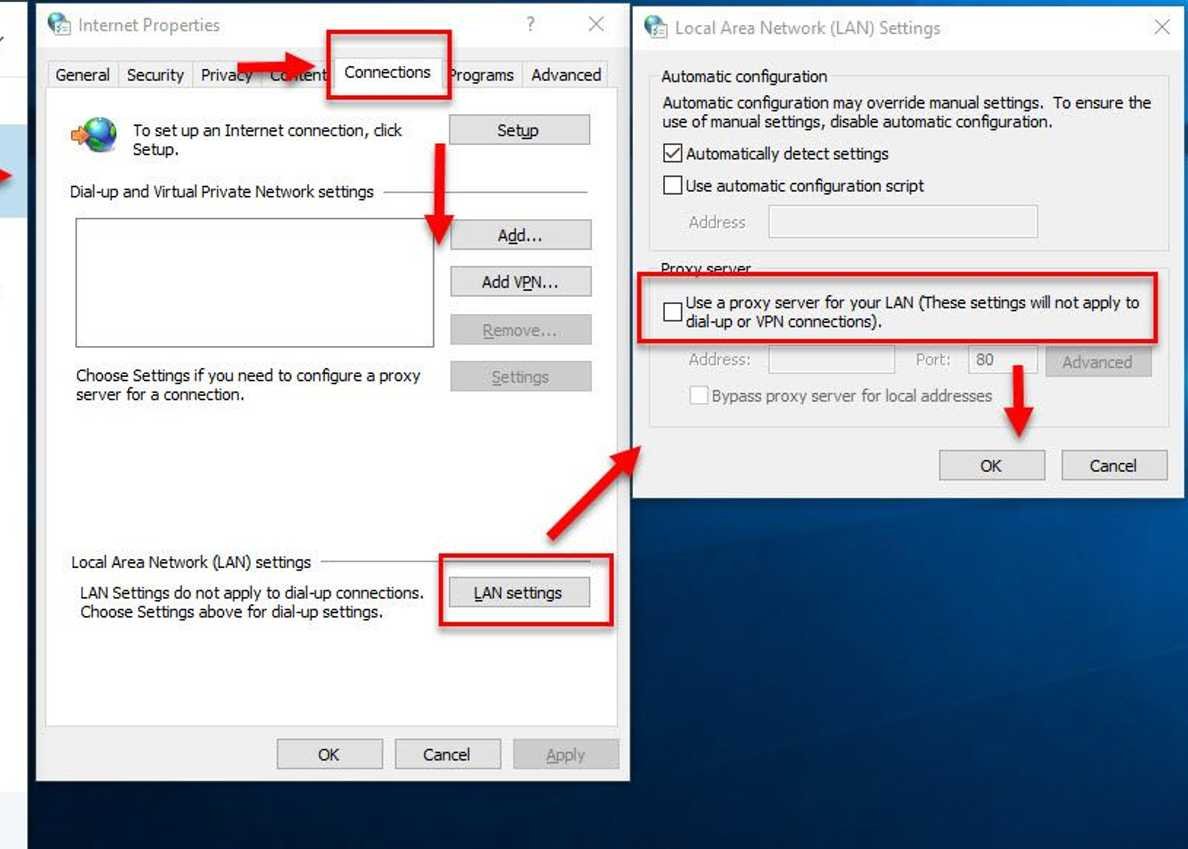 Disable Proxy Server for your LAN
