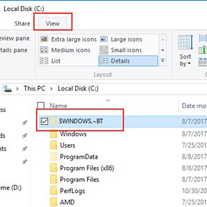 Delete or rename $WINDOWS.~BT