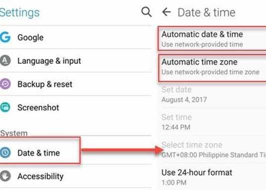 Turn on Date, Time and Time Zone