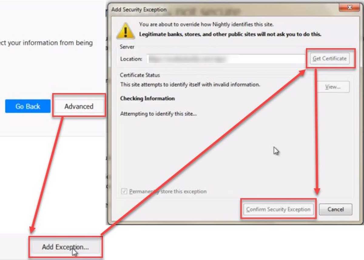 Add Website to Security Exception