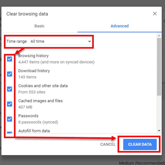 Clear browser cache