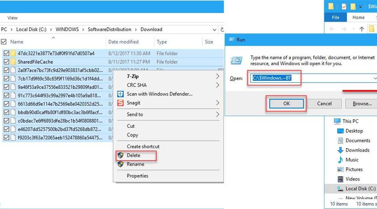 Delete SoftwareDistribution and temporary directory