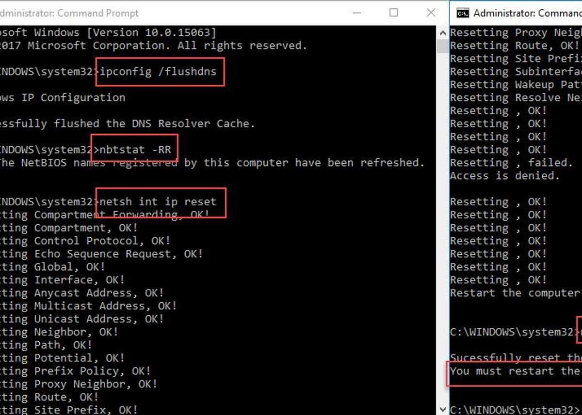 Reset TCP/ IP stack