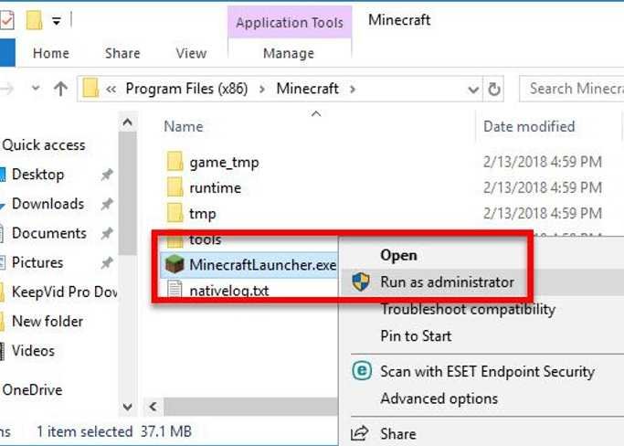 Run MinecraftLauncher.exe as Admin