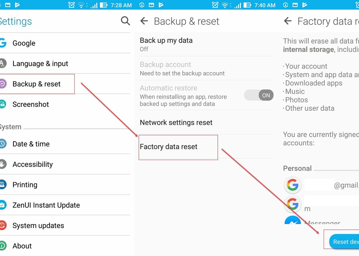 Restore device to Factory Settings