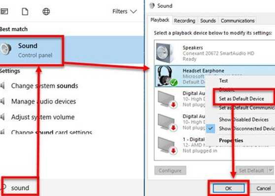 Set the Headphones Default Device