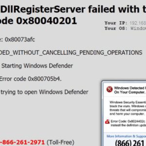 Windows Defender error code 0x80073afc is a fake tech support error that usually prompts the user to call a fake tech support number under the pretext that it is a toll-free number but may, in fact, be charging the caller by the minute. 
