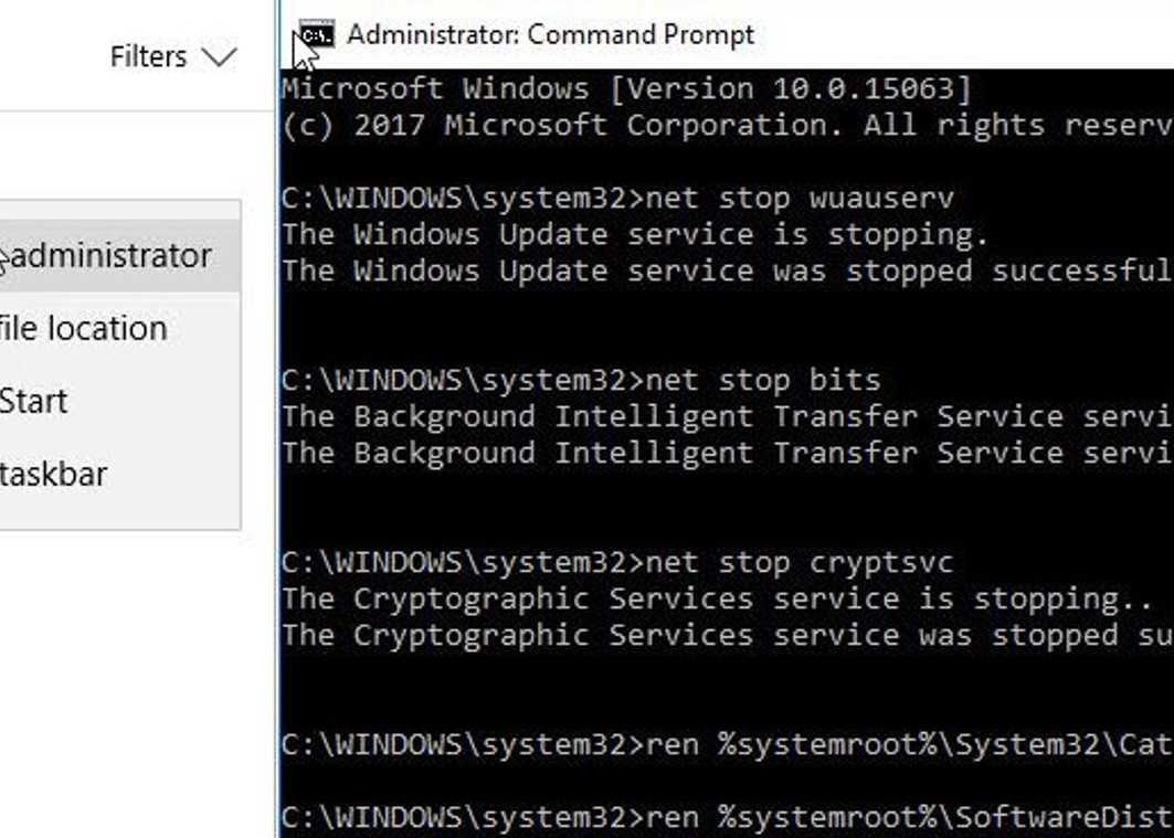 Reset the Windows update components manually