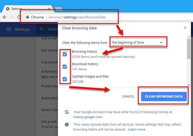 Clear Browser Cookies & Cache Data