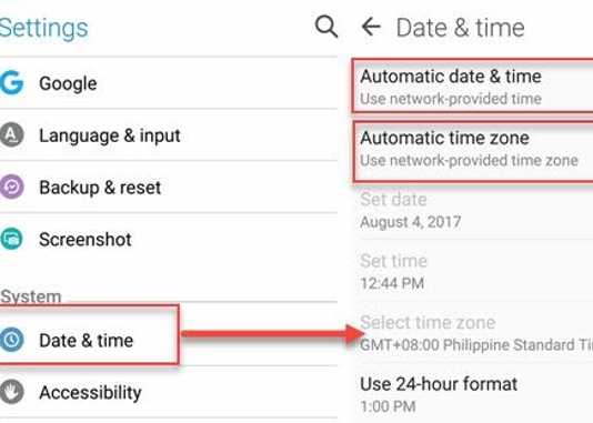Turn on Date, Time and Time Zone
