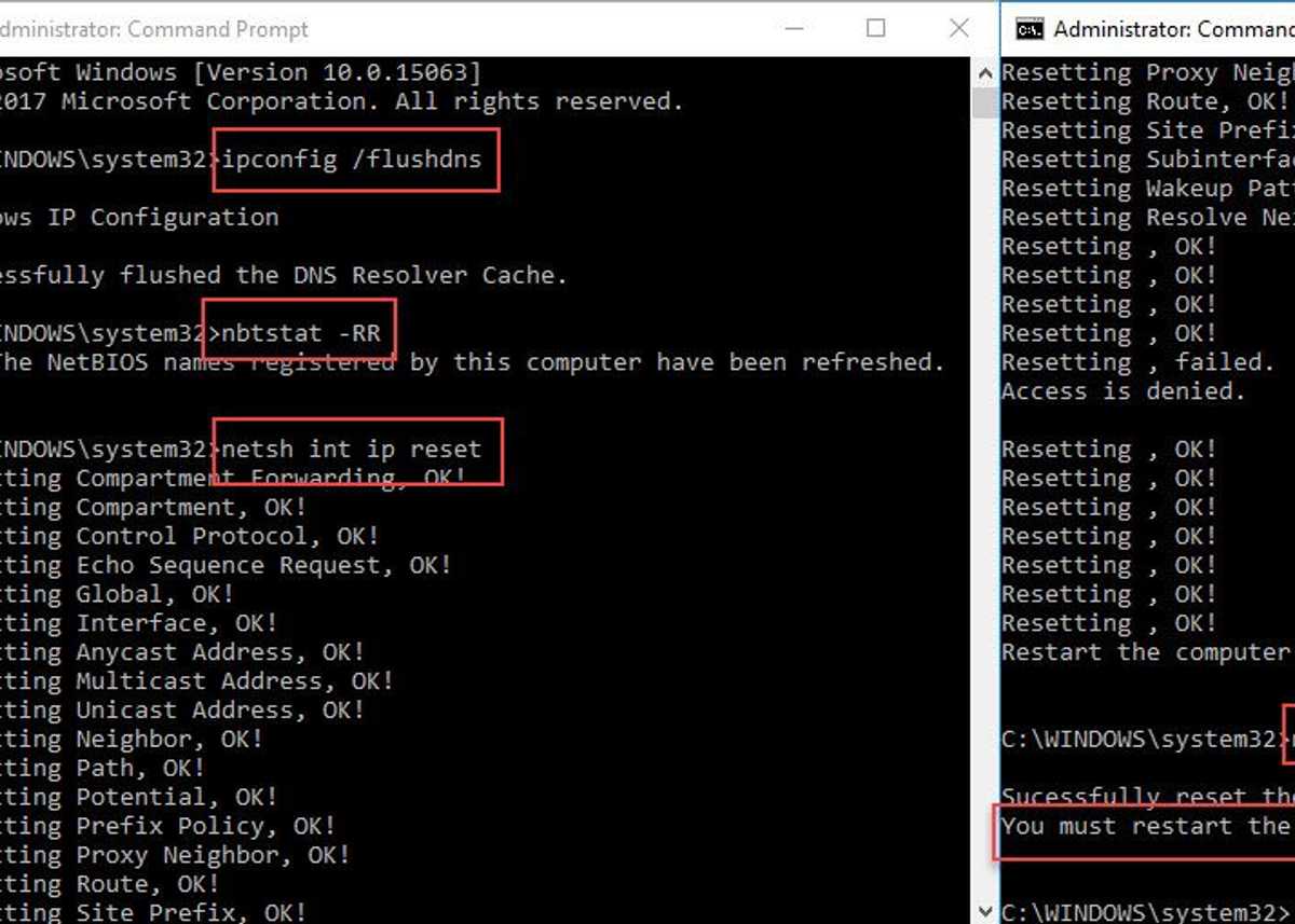 Reset TCP/ IP stack