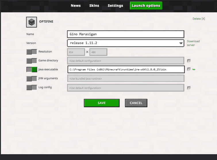 Enable Java Executable