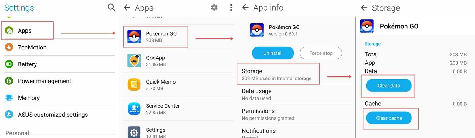 Clear cache and data