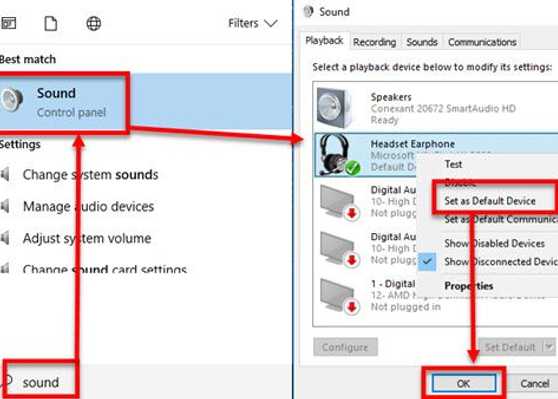 Set the Headphones Default Device