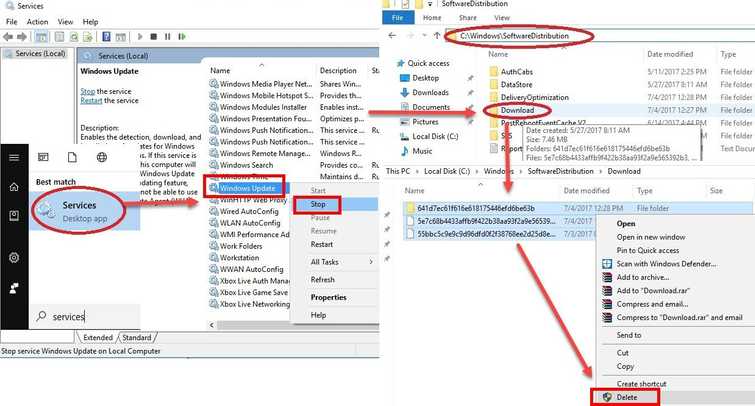Delete SoftwareDistribution and run DISM command with sfc /scannow command