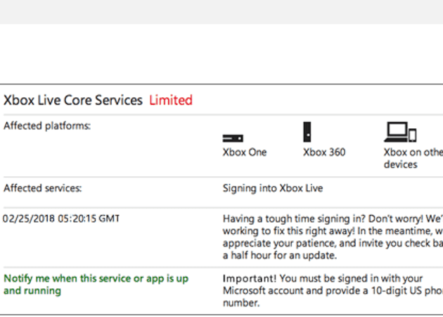 Check Xbox Live server
