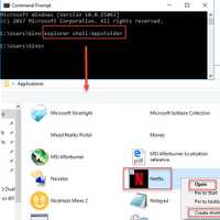 Run .exe files in the explorer shell:AppsFolder