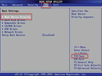 Set BIOS to UEFI or Legacy Set and set Boot device priority