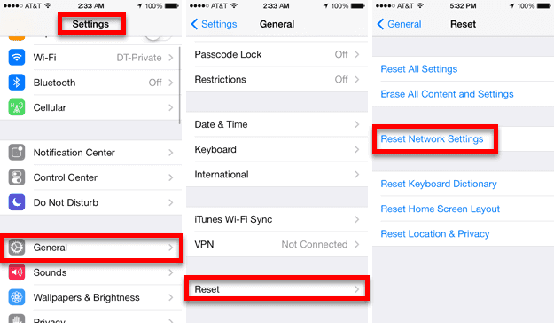 Reset network setting