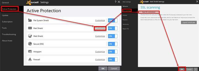 Disable anti-virus SSL scanning