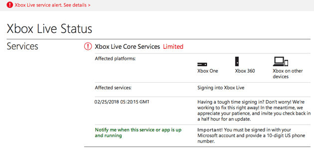 Check Xbox Live server