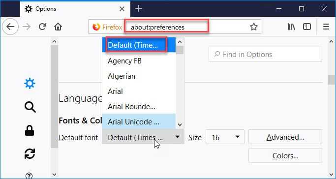 Set the Default Font