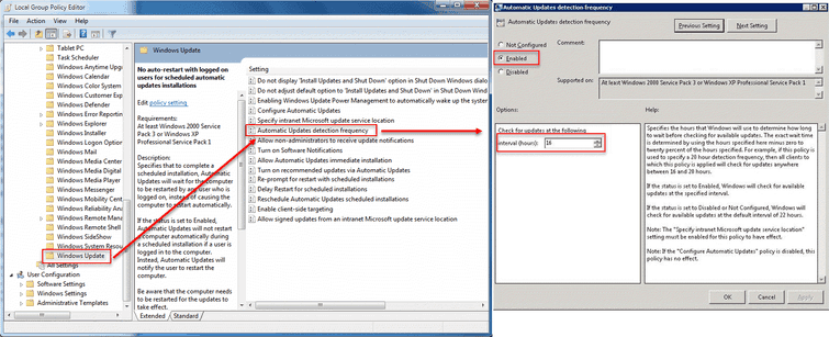 Set Automatic Update detection frequency with interval