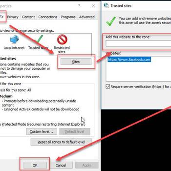 Add the website to your trusted sites