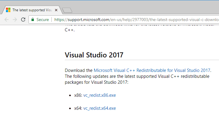 Microsoft Visual C++ Redistributable Packages