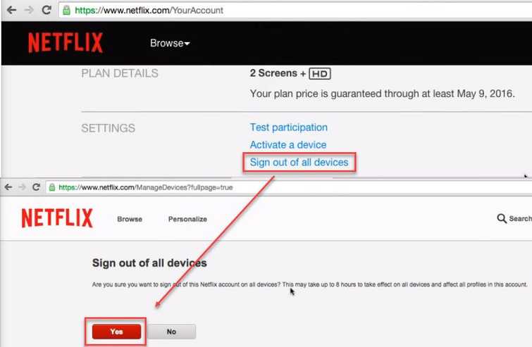 Log out all Device using a Web Browser