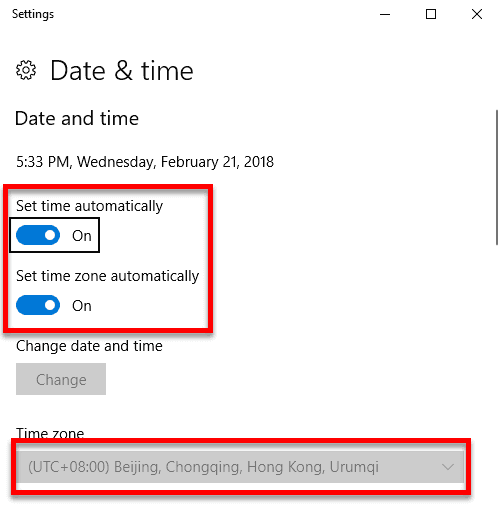 Configure Date and Time