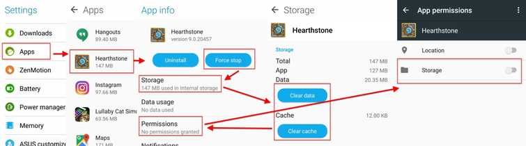 Clear data and cache, and enable Storage