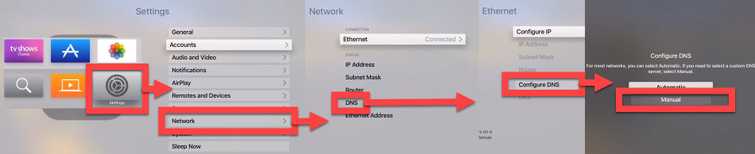 Change Apple TV DNS to Manual