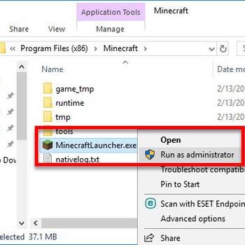 Run MinecraftLauncher.exe as Admin