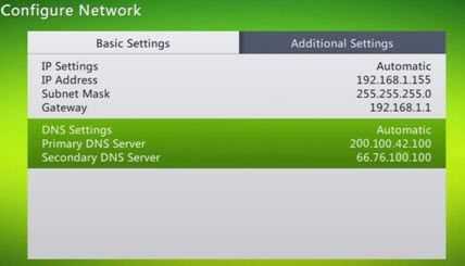 Check DNS setting on a gaming console