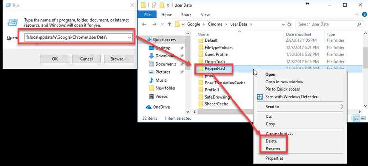 Delete PepperFlash folder