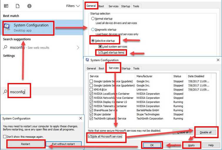 Disable anti-virus and third-party software