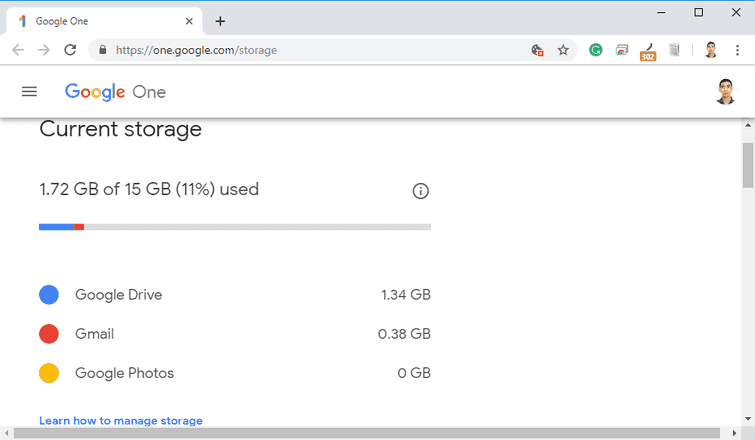 Check the Google Drive Current Storage