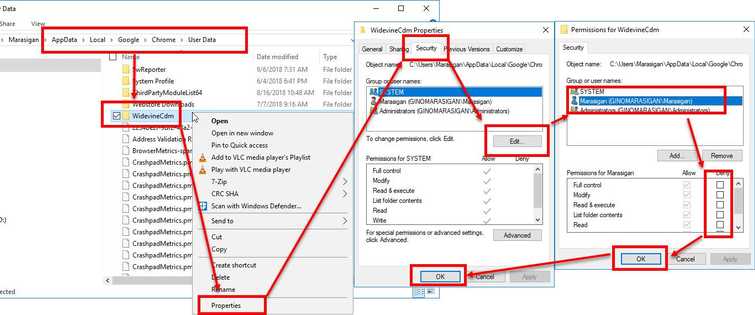 Change the owner of the WidevineCdm folder