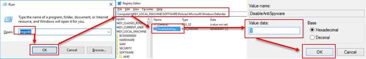 Edit Windows Defender Registry