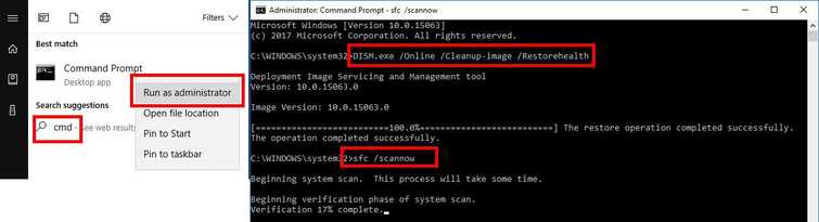 Run DISM command with sfc /scannow command