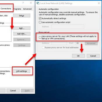 Disable Proxy Server for your LAN