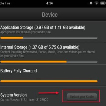 Update Software Version of the Kindle Fire